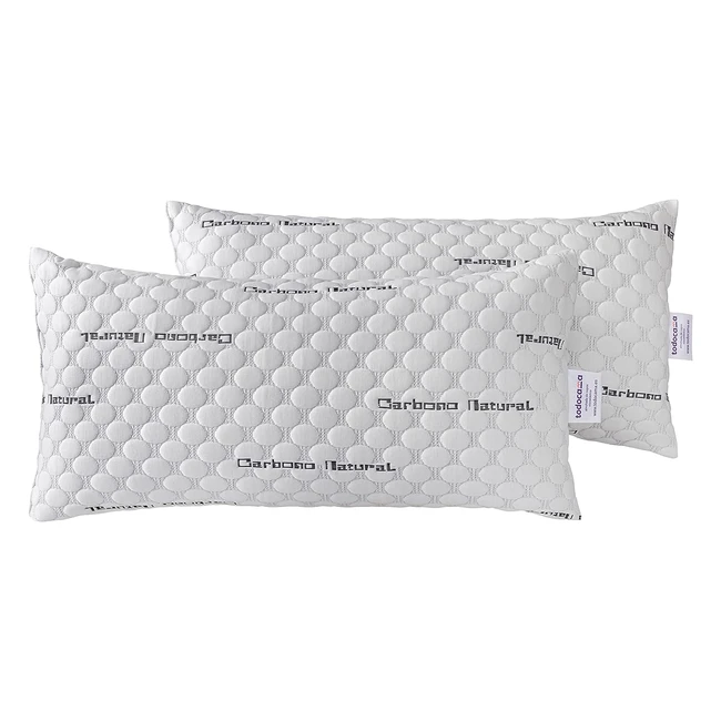 Almohada viscoelástica de carbono Todocama, copos 100% viscoelásticos, tejido strech, firmeza media-alta, todas las medidas disponibles (Pack 2 x 70 cm)