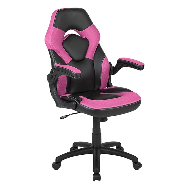 Flash Furniture Gaming Stuhl, ergonomischer Bürostuhl mit verstellbaren Armlehnen und Mesh-Stoff, perfekt als Gamer Stuhl und Home Office, Pink X10