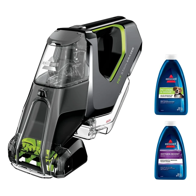Bissell Pet Stain Eraser - Quitamanchas portátil para alfombras y tapicería - Sin cables - 72V - Color negro titanio verde lima - 2982N