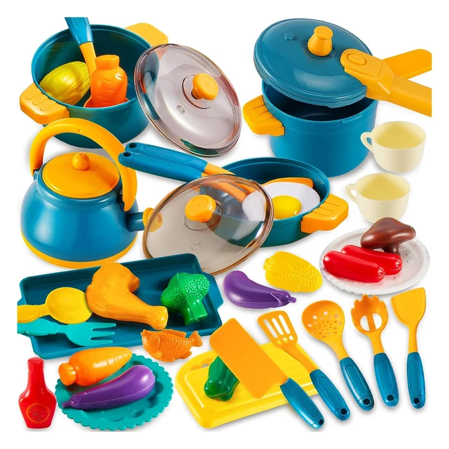 Set Cucina Bambini Linfun - Accessori Cucina Giocattolo per Bambini - Pentole Giocattolo per Bambini - Gioco di Imitazione - Regalo per Bambini 3-5 Anni