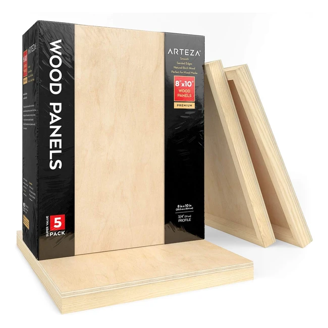 Arteza Tabla de Lienzo Madera 20x25cm 8x10 Paquete 5 - Arte Encustico