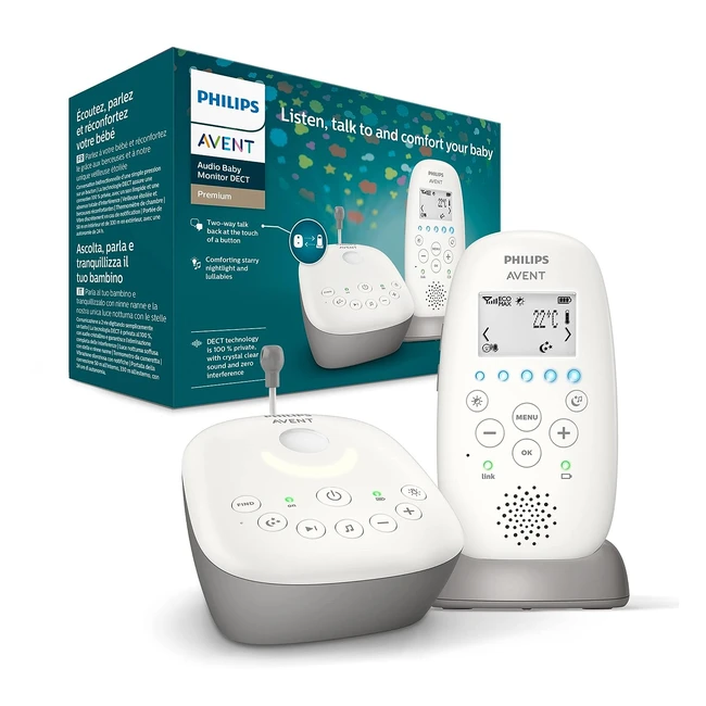 Philips Avent Audio Baby Monitor SCD733 26 DECT Technologie Eco Mode Starry Sky 
