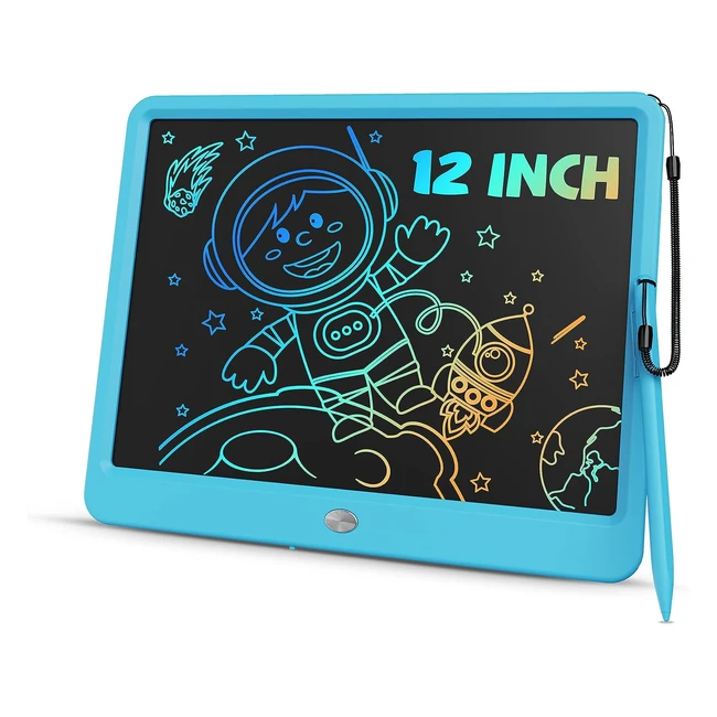 Tavoletta Grafica LCD 12 Pollici Tekfun - Bambini Adulti - Lavagnetta Cancellabile - Giocattoli Educativi - Regali Compleanno Natale - Blu