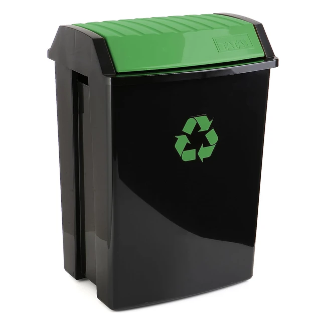 Tatay 50L Recycling Bin - Swing Lid, BPA Free, Solar Protection, Green
