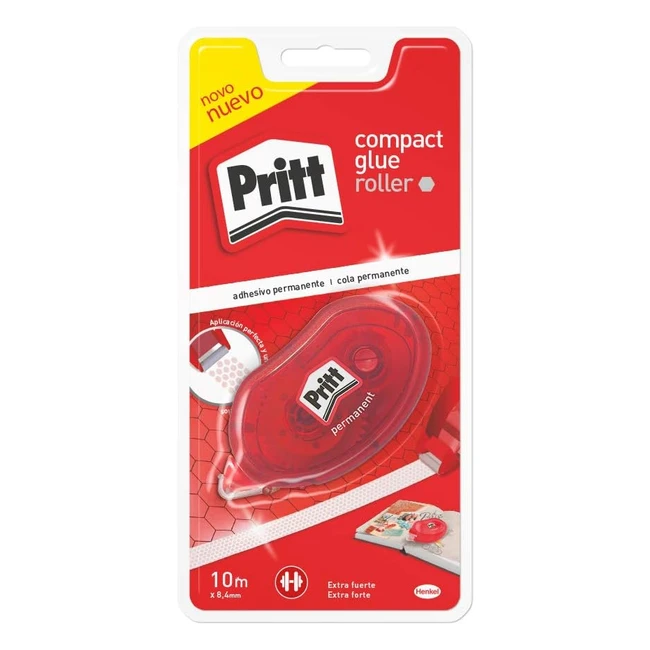 Pritt Roller Adhesivo Permanente en Cinta - Forma de Panal de Abeja - Transparente - Escuela y Hogar