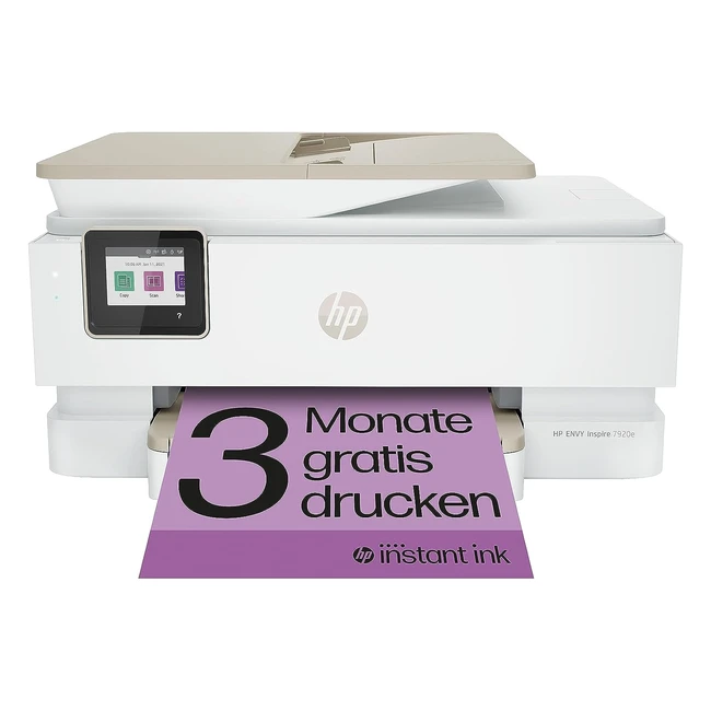 HP Envy Inspire 7920e Multifunktionsdrucker Tintenstrahldrucker 9 Monate kostenlose Drucke mit HP Instant Ink inklusive HP Drucken Scannen Kopieren Fotodruck ADF DIN A4 WiFi AirPrint