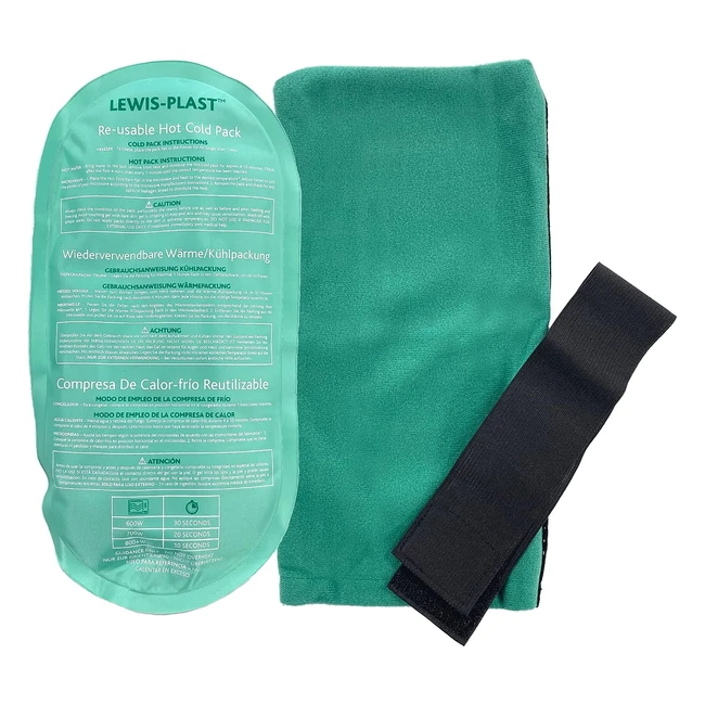 Lewisplast Premium Hot Cold Gel Pack Compress Wrap - Reusable, Adjustable Sleeve - Ice Heat Packs for Knee Back Shoulder Ankle Neck - #1 for Pain Relief