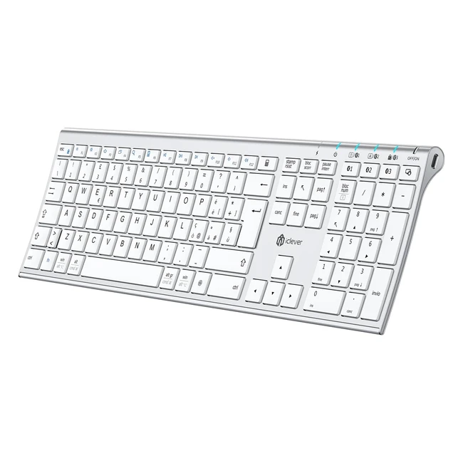 Tastiera Bluetooth Ricaricabile iClever, Layout Italiano QWERTY, Multidispositivo, Bluetooth 5.1