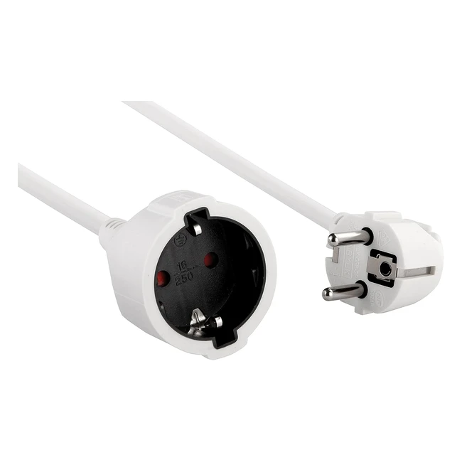 Electraline 900029 - Prolongador Toma Schuko 3G15 mm - Blanco - Cable 5m