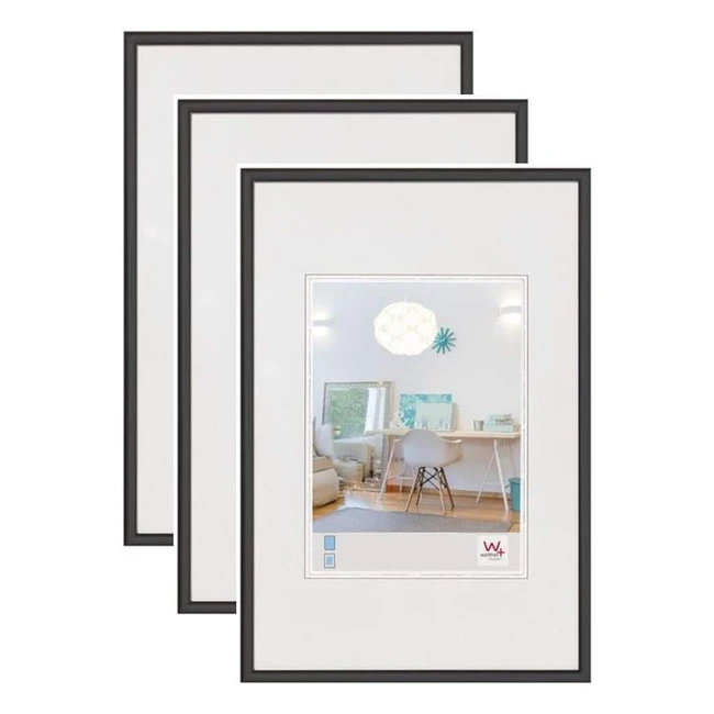 Cadre photo en plastique Walther Design KV460B3, 40x60 cm, noir - Pack de 3