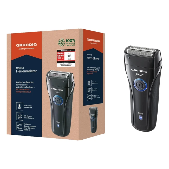 Grundig MS 6240 Herrenrasierer - Triple-Schersystem, Langhaarschneider, 50 Minuten Betriebszeit