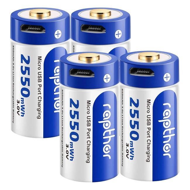 Batteries rechargeables Rapthor Arlo 850mAh pour caméra de sécurité sans fil Arlo CR123A 3V