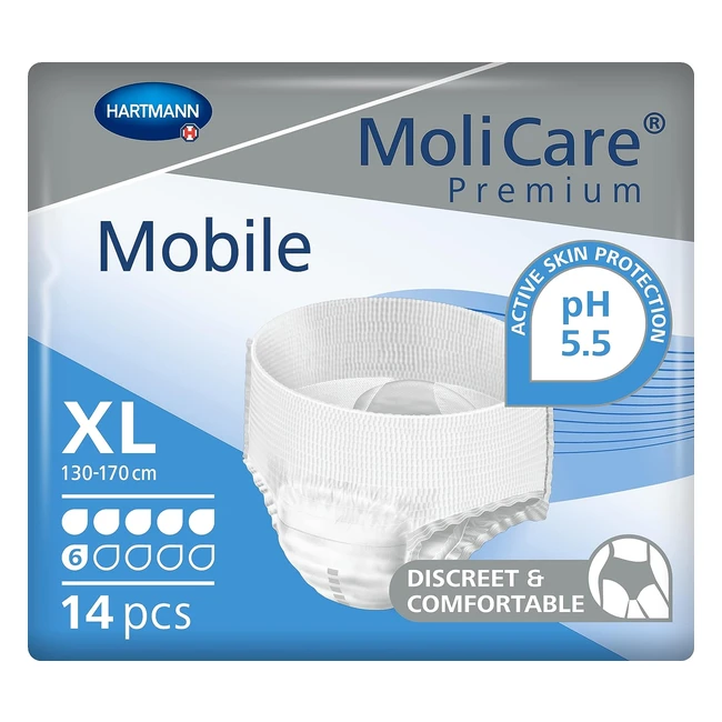 Molicare Premium Mobile Einweghosen, diskrete Inkontinenzversorgung für Männer und Frauen, Größe XL 130-170 cm, 14er Pack