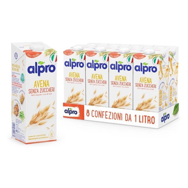 Alpro Bevanda allAvena Senza Zuccheri 100 Vegetale - Vitamine B2 B12 e D - 8 C