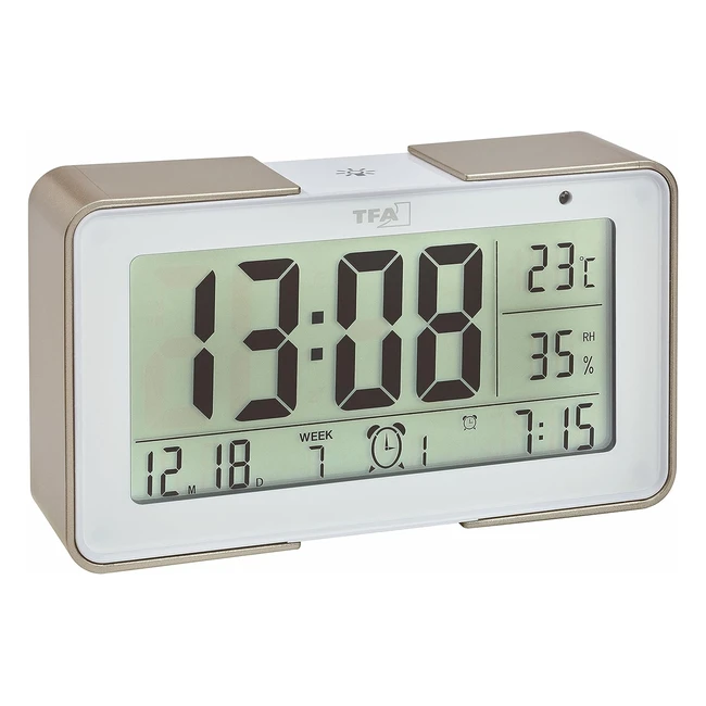 Réveil Radio Melody60254053 TFA Dostmann - Sons de Réveil, Mélodies, Alarmes - Numérique Blanc/Champagne