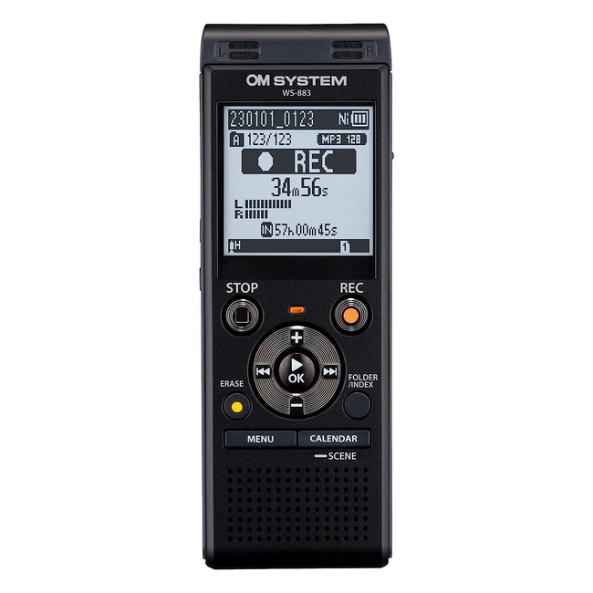 OM System WS883 Digital Voice Recorder  Builtin Stereo Microphones  USB  Nois