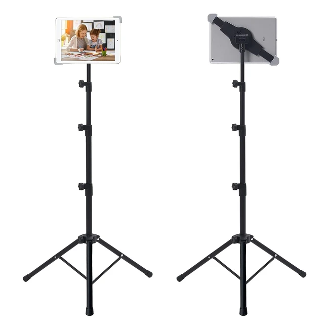 Supporto Treppiede Tablet iPad Regolabile - Alta Stabilità - Compatibile con iPad Air 2/3/4, iPad Pro 10.5/12.9 e altri tablet da 9.7 a 14.5 pollici