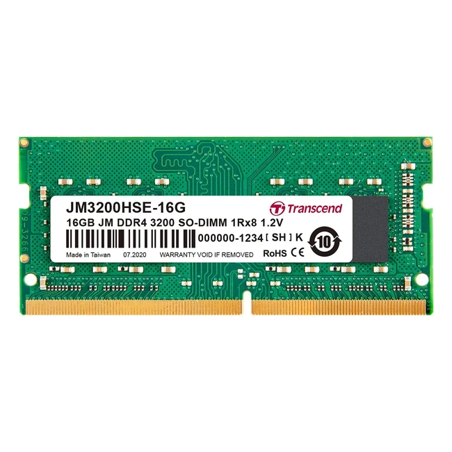 Transcend JM3200HSE16G 16GB DDR4 3200MHz SODIMM Memory Module - Schneller Speicher für maximale Leistung