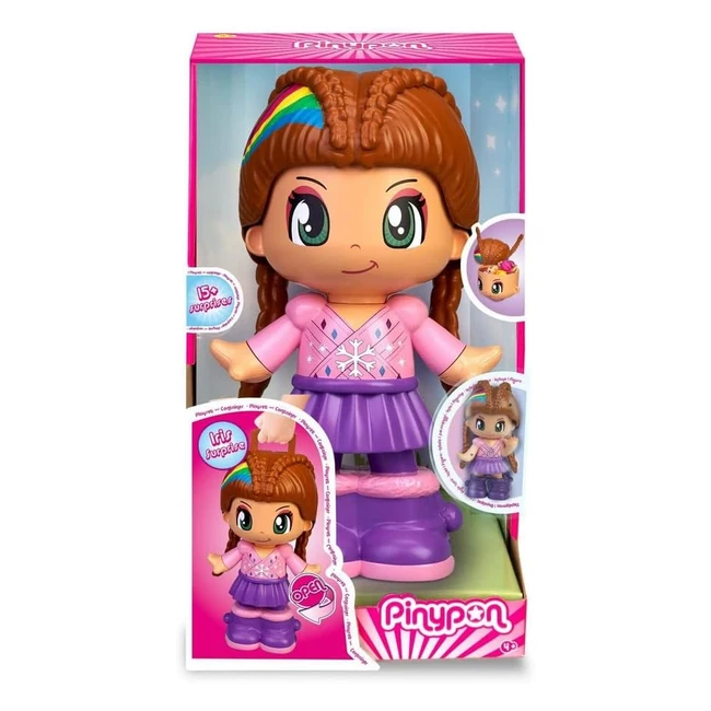 Pinypon Iris Surprise - Contenedor Grande y Desplegable - Accesorios Sorpresa - Mini Figura Famosa