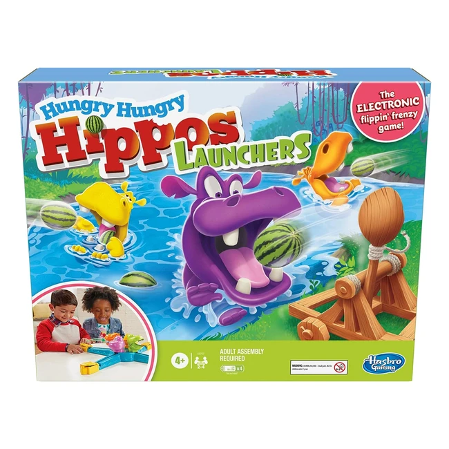 Monopoly Hungry Hungry Hippos Launchers Game for Children Aged 4 and Up - Electr
