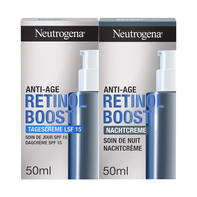 Neutrogena Retinol Boost Tages- und Nachtcreme mit Myrtenblattextrakt und Hyaluronsäure für jünger aussehende Haut, 50 ml (2er Pack)