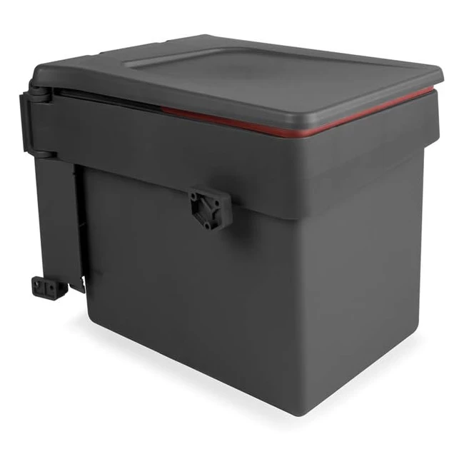 Emuca 15L Builtin Waste Bin with Automatic Lid - Anthracite Grey
