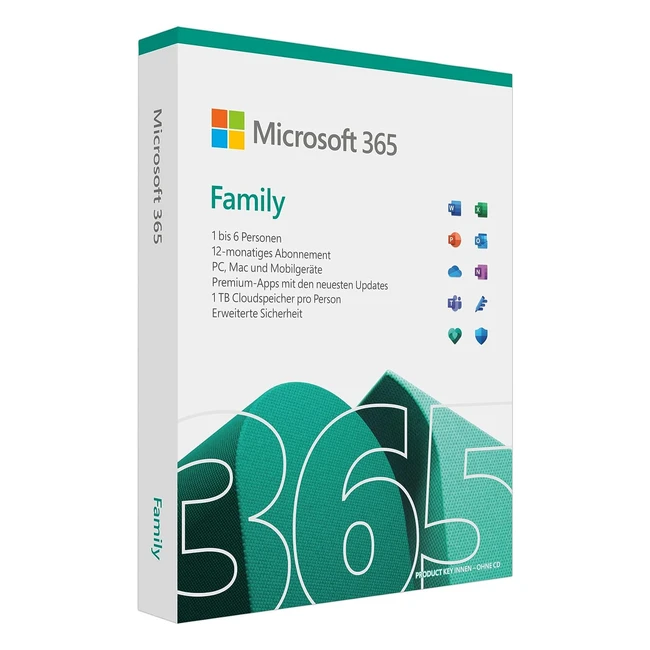 Microsoft 365 Family inkl. Microsoft Defender - 6 Nutzer, mehrere PCs/Macs, Tablets und mobile Geräte - 1 Jahresabonnement Box