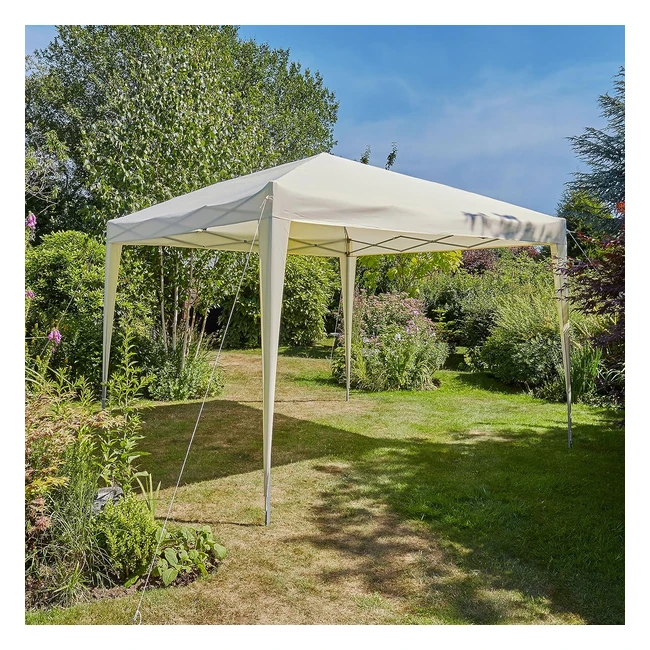 Home Source Pop Up Gazebo 3m x 3m - Easy Up Beige - Outdoor Garden Marquee Tent