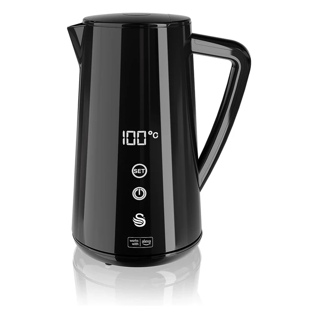 Swan Alexa Smart Kettle - LED Touch Display - Keep Warm - Stainless Steel - 1800W - Black