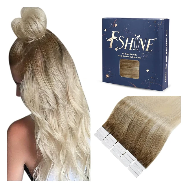 Extensiones de pelo adhesivas Fshine - 22 pulgadas, color 3 marrón oscuro a 8 marrón medio balayage, 20pcs 50g