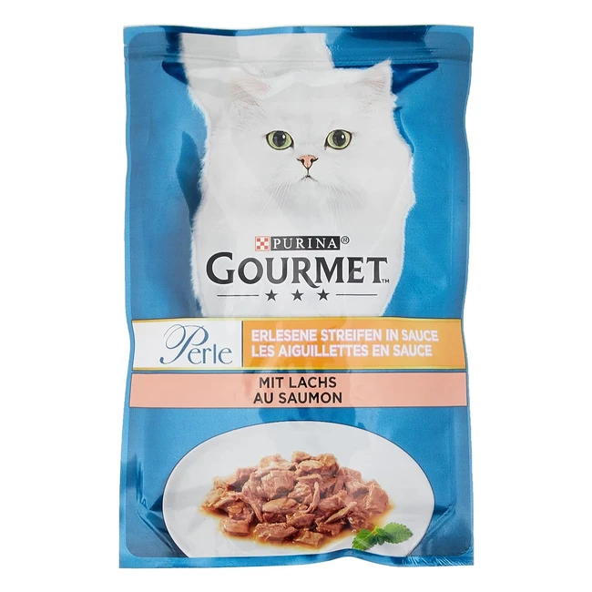 Purina Gourmet Perle Exquisite Stripes Nassfutter für Katzen mit Lachs - 26 x 85 g