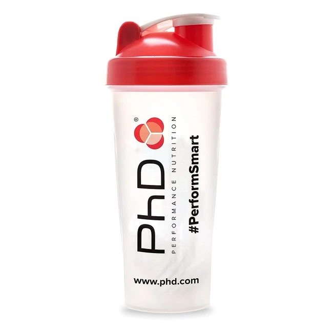 PHD Nutrition Mixball Shaker 600ml Protein Shake Shaker Red Drip Free