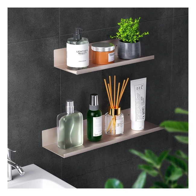 Estante de ducha sin taladrar - 2 unidades de estante de ducha autoadhesivo de aluminio - Oro rosa