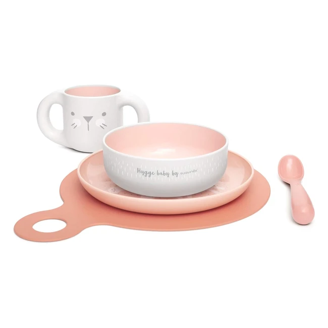 Set svezzamento Suavinex per bambina - Esercitarsi a mangiare da soli - 5 pezzi - Rosa
