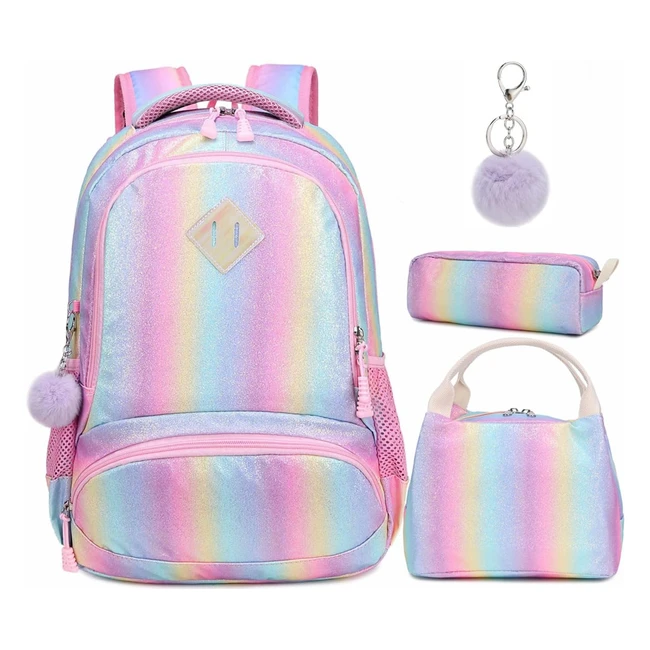 Mochila Rainbow Glitter para Niñas - Ligera y Encantadora - Regalo Ideal - Ref. 3 Packs