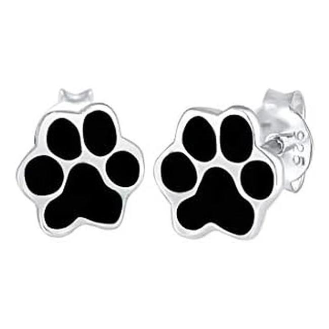 Pendientes de botón para mujeres Elli - Plata de ley 925 - Patas de animal - Filigrana con esmalte