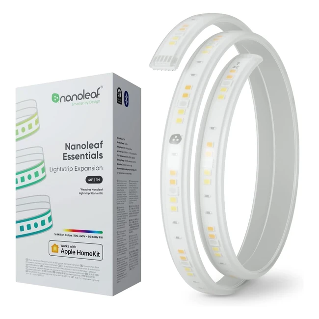 Extension ruban LED Nanoleaf Essentials 1m RGBW - Couleurs riches - Compatible Google Home et Apple - Pour salon, chambre ou bureau