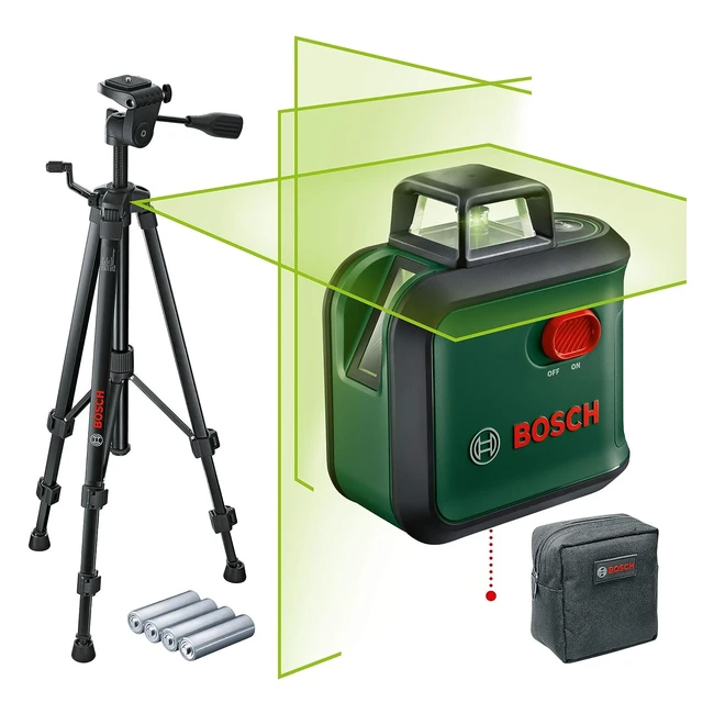Bosch Kreuzlinienlaser AdvancedLevel 360 Set, grüner Laser, 2 vertikale Linien und Lotpunkt, mit Stativ