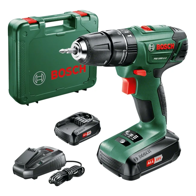 Bosch Home and Garden Cordless Combi Drill PSB 1800 Li2 - 20 Torque Settings, Drill and Impact Function