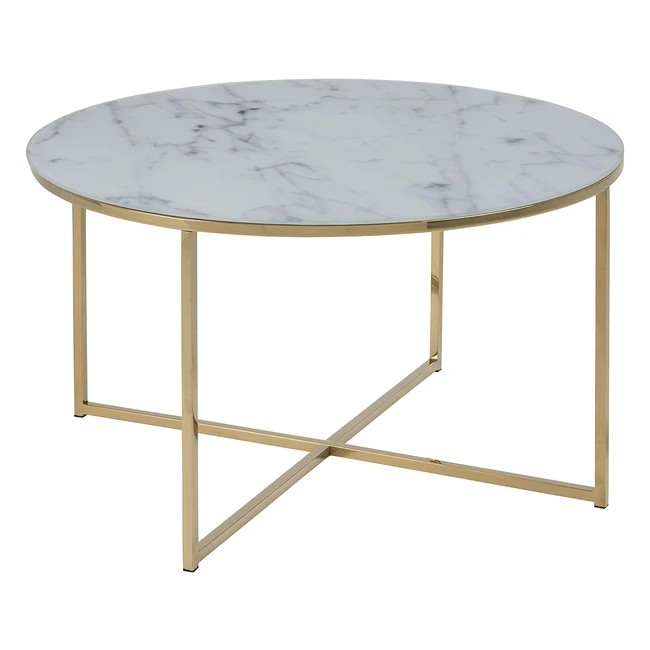Table basse ronde AC Design Furniture Antje 80x45cm - Marbre blanc/or - Verre/métal