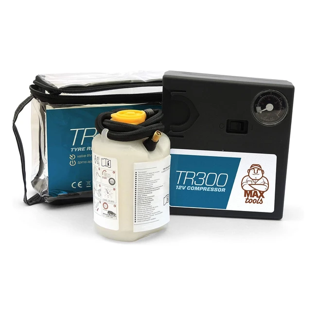 Kit Riparazione Pneumatici SUV e Fuoristrada MAXTOOLS TR300 - Tecnologia Valve Through - Ripara Tutti i Tipi di Foratura - Compressore Aria 12V