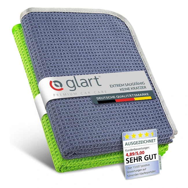 Juego de 2 Toallas de Microfibra Glart 47TG - Absorción Excepcional - Ideal para Coche y Hogar