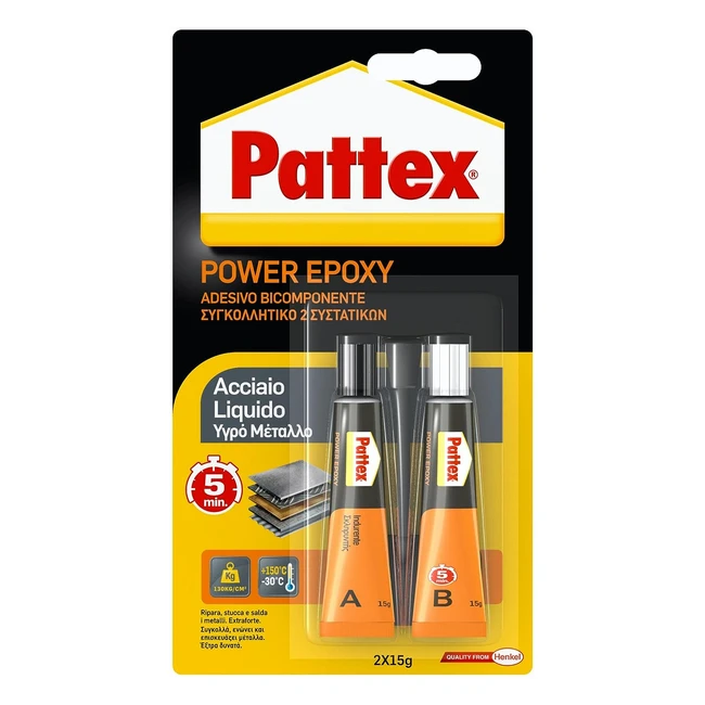 Pattex Power Epoxy Acciaio Liquido - Colla Epossidica Bicomponente