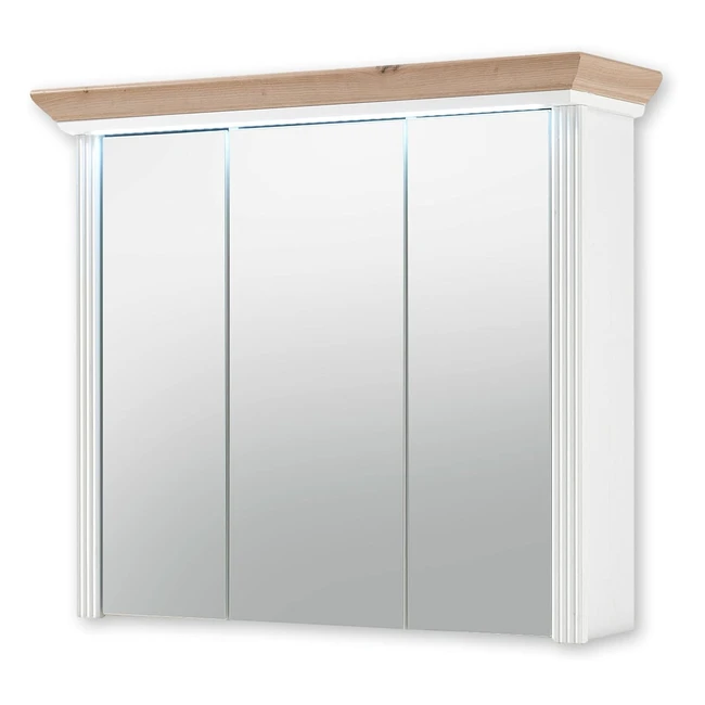 Jasmin LED Spiegelschrank Bad Pinie Hell Landhausstil viel Stauraum 83x75x25
