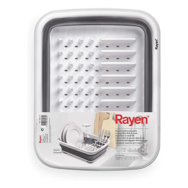 Scolapiatti pieghevole Rayen 230101 - Con scomparti, fori di drenaggio e piedini antiscivolo