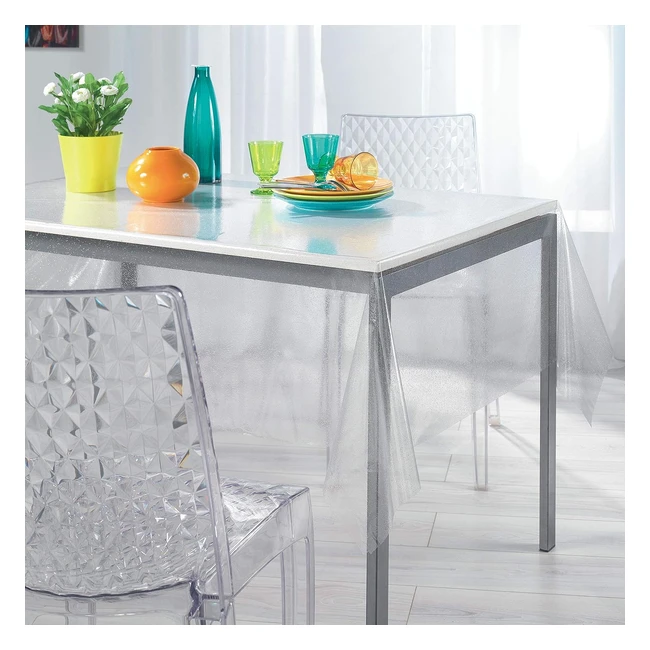 Nappe Cristal Imprimé Paillettes PVC Argent 140x240cm - Douceur d'Intérieur Décor Line 1710465