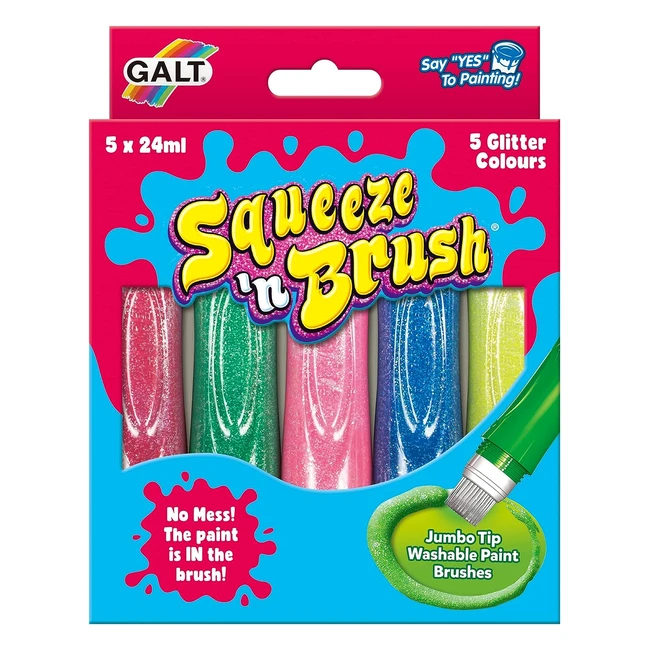 Galt Toys Squeeze n Brush Glitter Paint Pens - 5 Colors - Ages 3