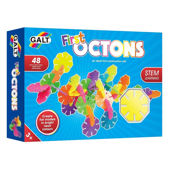 Galt Toys First Octons Construction Toy - Ages 3 - Bright Fluorescent Shapes
