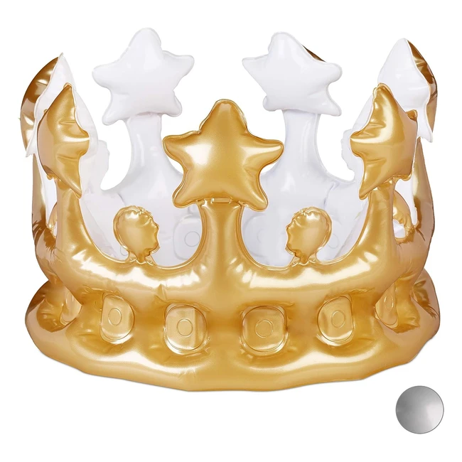 Corona Hinchable Dorada - Relaxdays - Ref. 16x21 - Ideal para disfraces de rey, reina o princesa