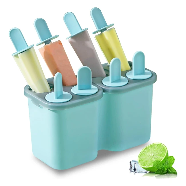Moldes para Paletas Homquen - 8 Piezas Reutilizables - Fácil Liberación - Para Niños - 8 Cavidades Azul